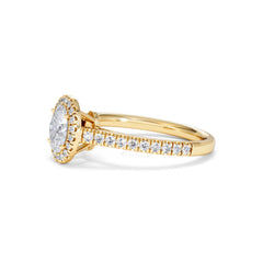 Georgina GIA Oval Diamond Halo Engagement Ring 18K Gold 1.30ct G/Vs