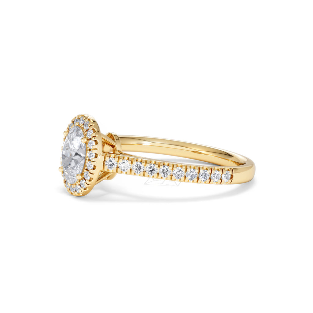 Georgina GIA Oval Diamond Halo Engagement Ring 18K Gold 1.30ct G/Vs