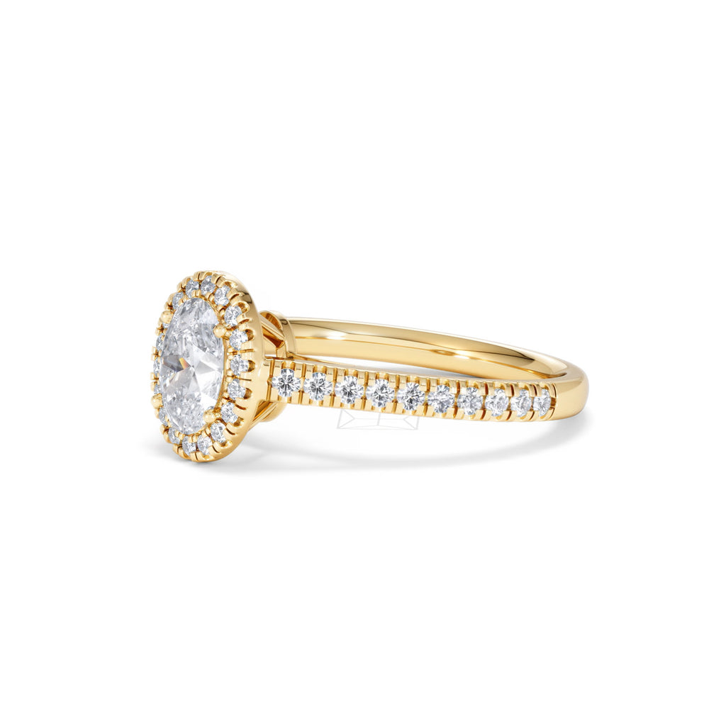 Georgina GIA Oval Diamond Halo Engagement Ring 18K Gold 1.30ct G/Vs