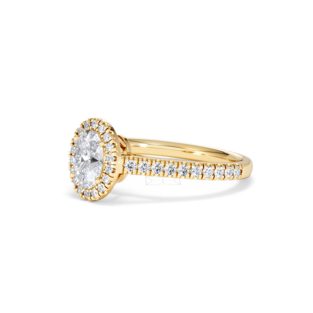 Georgina GIA Oval Diamond Halo Engagement Ring 18K Gold 1.30ct G/Vs