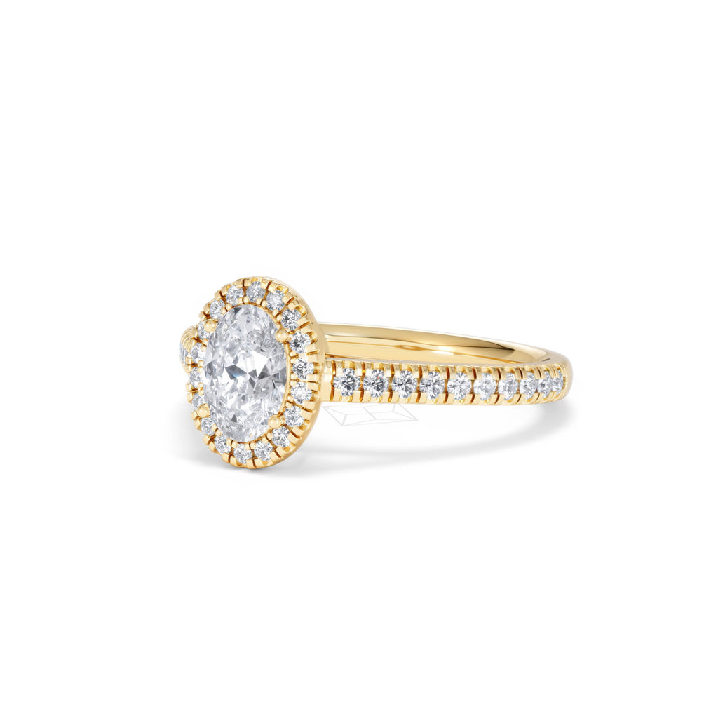 Georgina GIA Oval Diamond Halo Engagement Ring 18K Gold 1.30ct G/Vs
