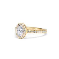 Georgina GIA Oval Diamond Halo Engagement Ring 18K Gold 1.30ct G/Vs