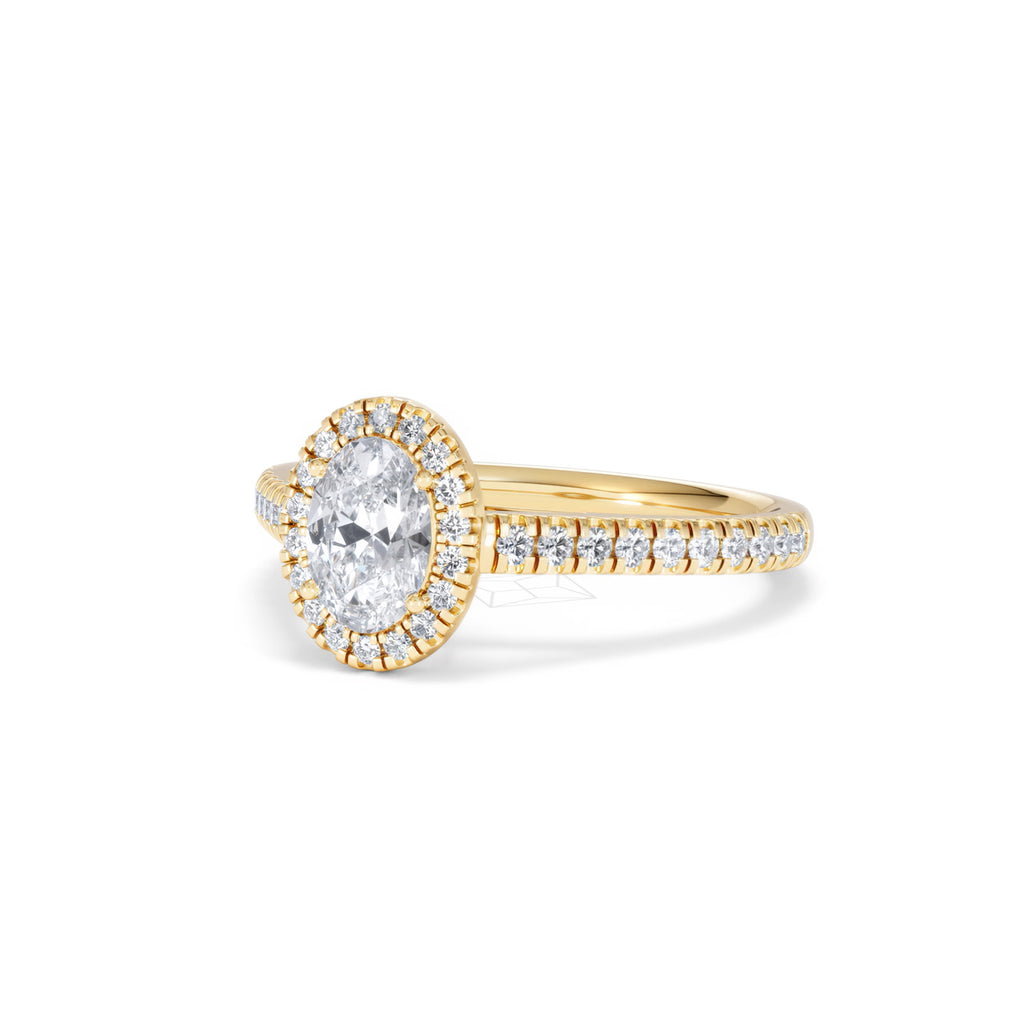 Georgina GIA Oval Diamond Halo Engagement Ring 18K Gold 1.30ct G/Vs