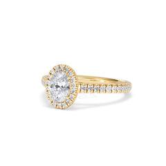 Georgina GIA Oval Diamond Halo Engagement Ring 18K Gold 1.30ct G/Vs