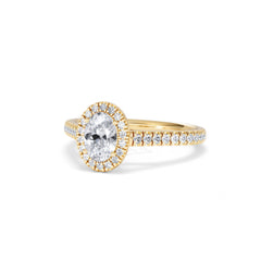 Georgina GIA Oval Diamond Halo Engagement Ring 18K Gold 1.30ct G/Vs