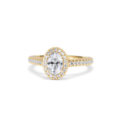Georgina GIA Oval Diamond Halo Engagement Ring 18K Gold 1.30ct G/Vs