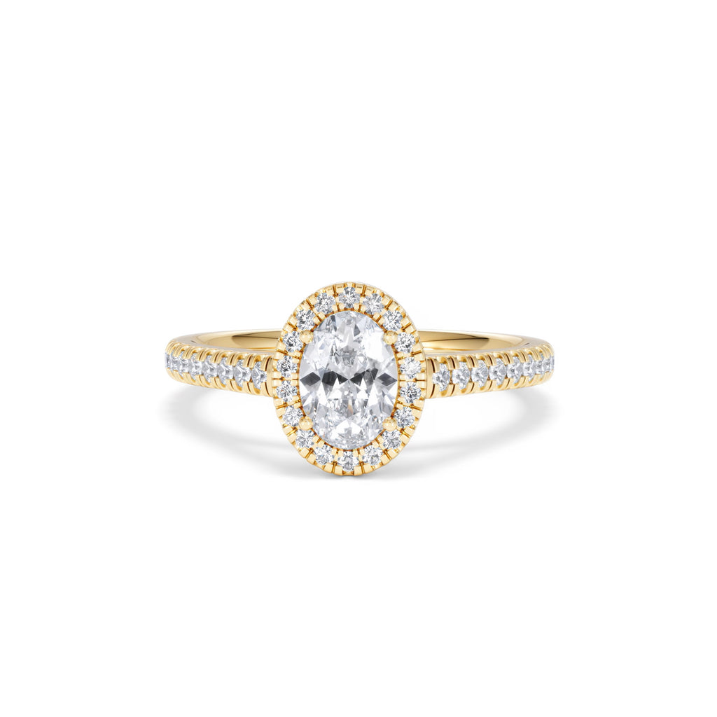 Georgina GIA Oval Diamond Halo Engagement Ring 18K Gold 1.30ct G/Vs