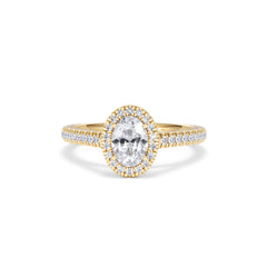 Georgina GIA Oval Diamond Halo Engagement Ring 18K Gold 1.30ct G/Vs