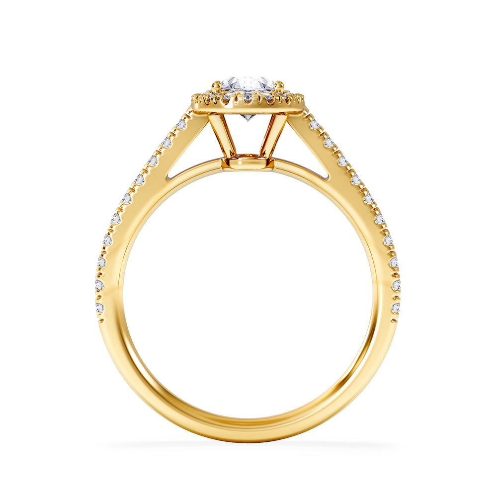 Georgina GIA Oval Diamond Halo Engagement Ring 18K Gold 1.30ct G/Vs