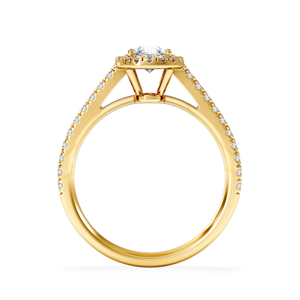 Georgina GIA Oval Diamond Halo Engagement Ring 18K Gold 1.30ct G/Vs