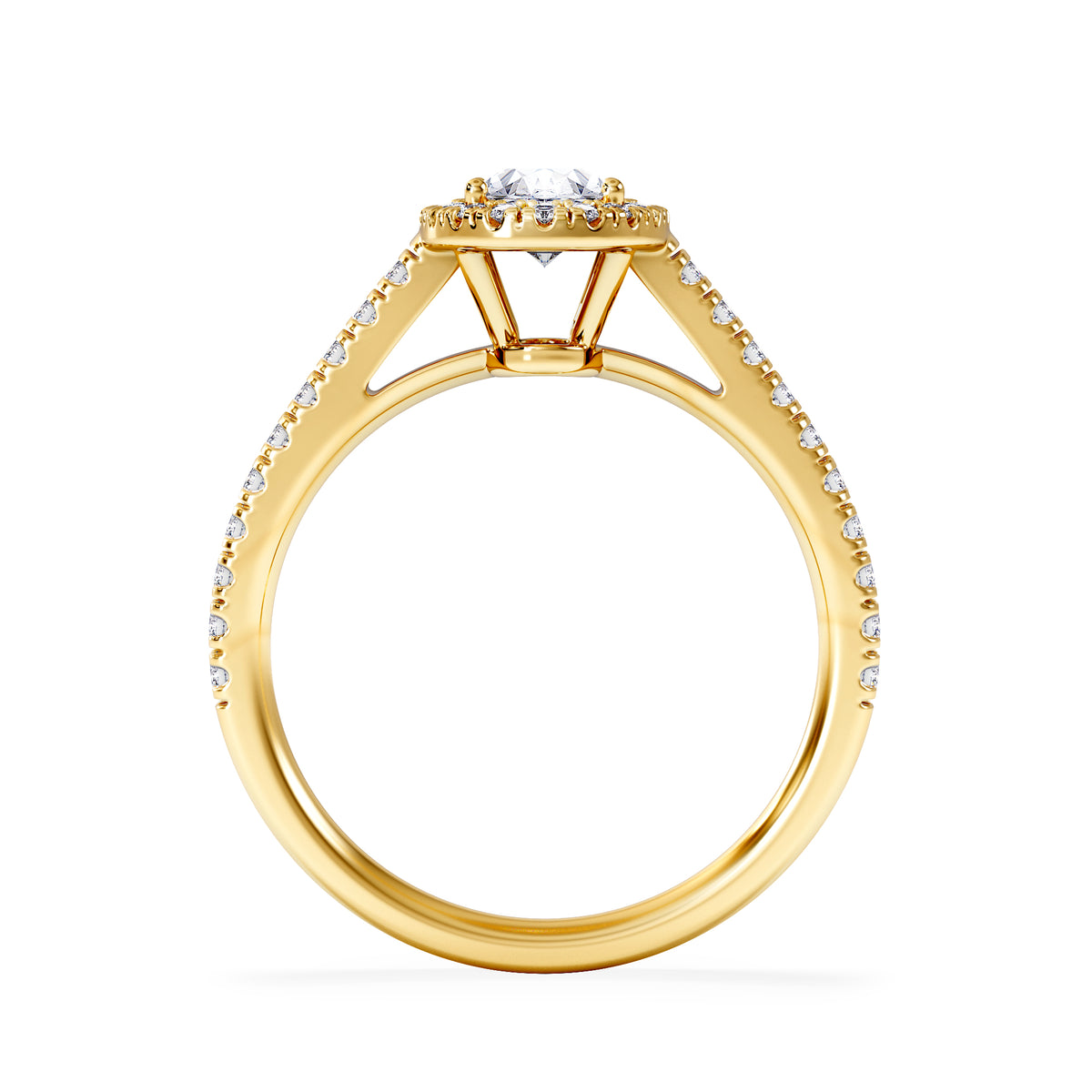 Georgina GIA Oval Diamond Halo Engagement Ring 18K Gold 1.30ct G/Vs