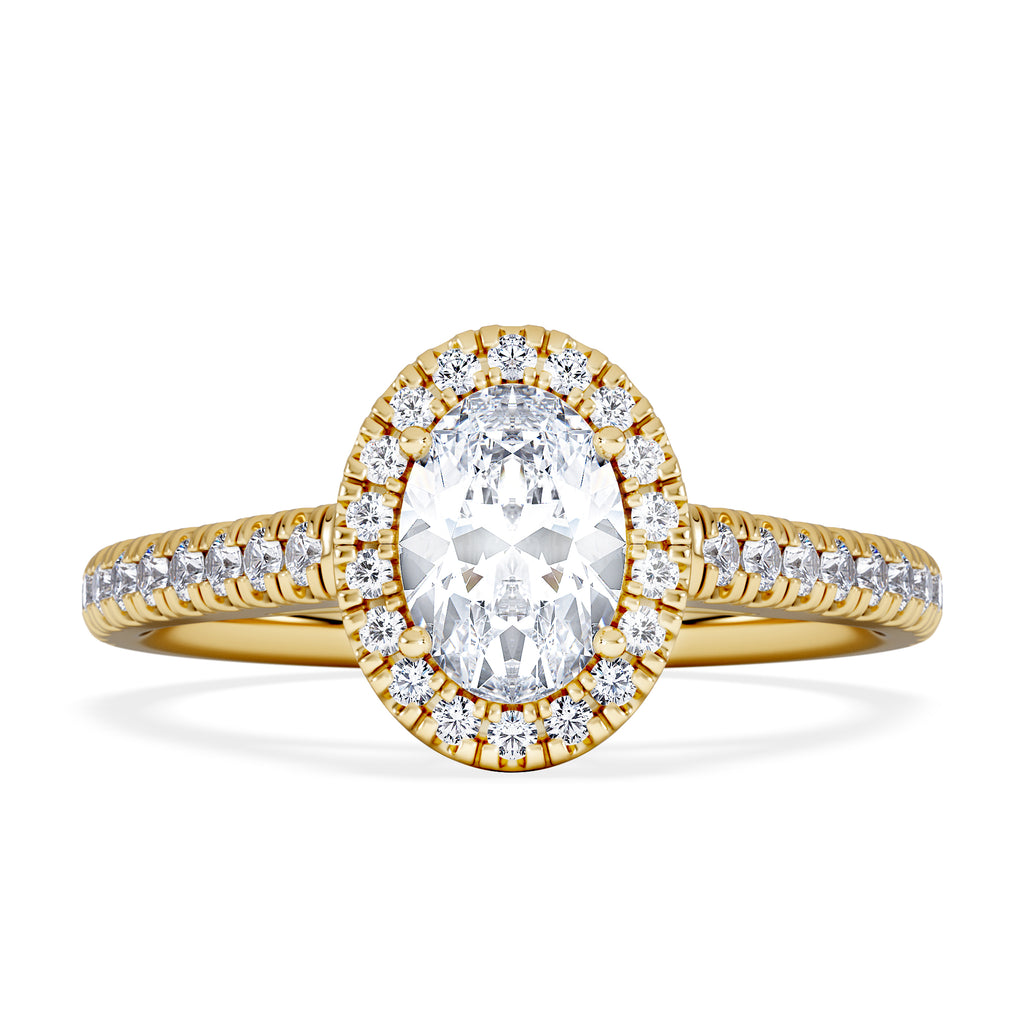 Georgina GIA Oval Diamond Halo Engagement Ring 18K Gold 1.30ct G/Vs
