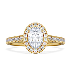 Georgina GIA Oval Diamond Halo Engagement Ring 18K Gold 1.30ct G/Vs