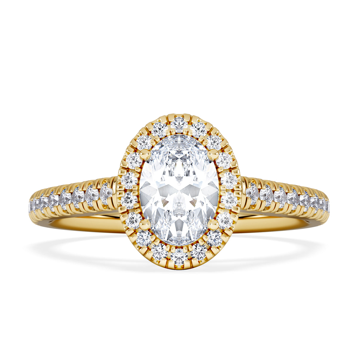 Georgina GIA Oval Diamond Halo Engagement Ring 18K Gold 1.30ct G/Vs