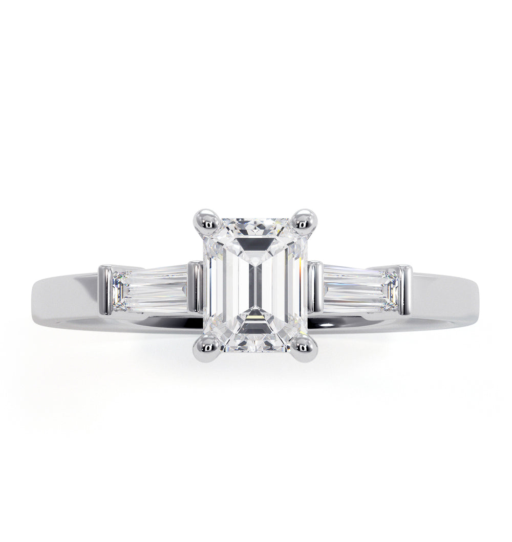Genevieve Emerald Cut Diamond Ring in Platinum 0.70ct G/VS1