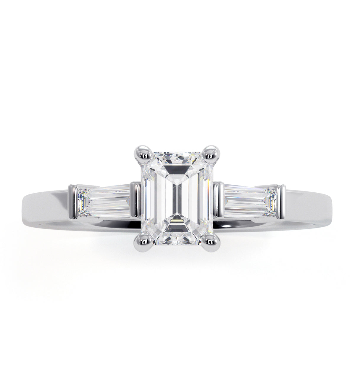 Genevieve Emerald Cut Diamond Ring in 18K White Gold 0.70ct G/VS2