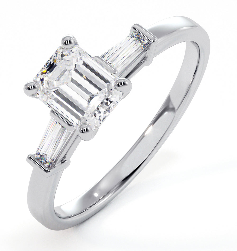 Genevieve Emerald Cut Diamond Ring in Platinum 0.90ct G/VS2