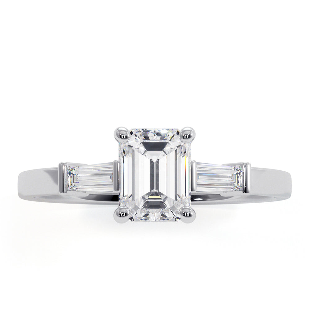 Genevieve Emerald Cut Diamond Ring in Platinum 0.90ct G/VS2