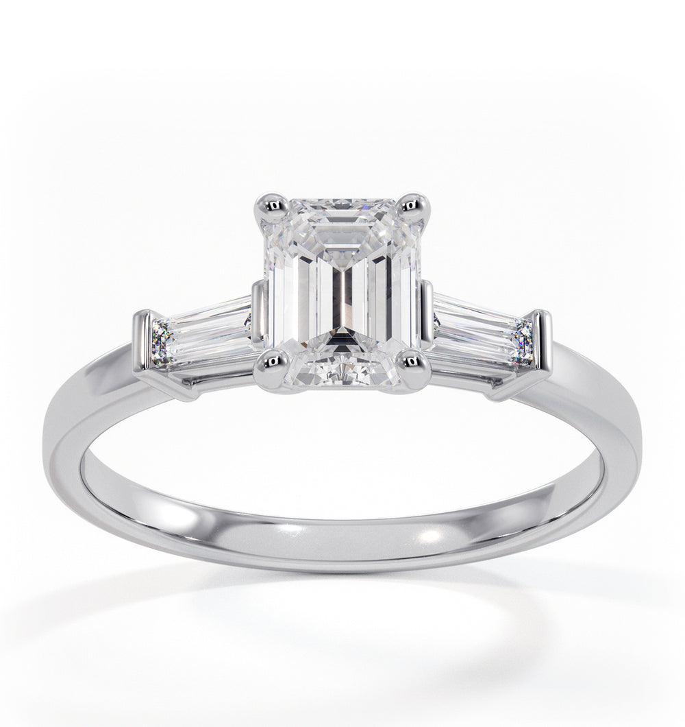 Genevieve Emerald Cut Diamond Ring in Platinum 0.90ct G/VS2