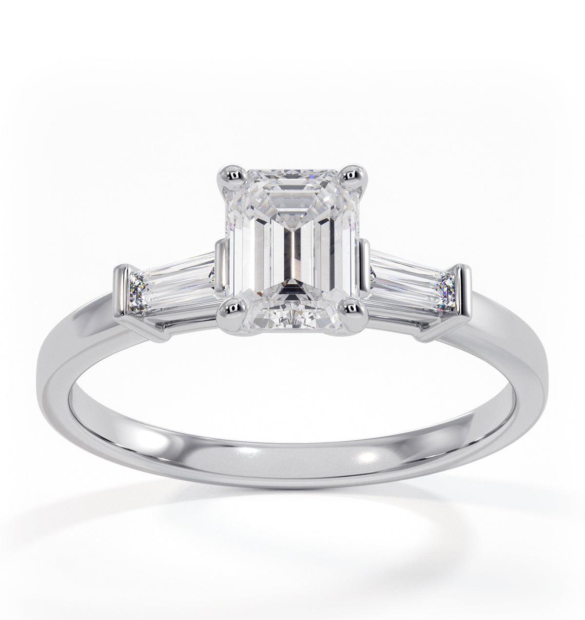 Genevieve Emerald Cut Diamond Ring in Platinum 0.90ct G/VS2