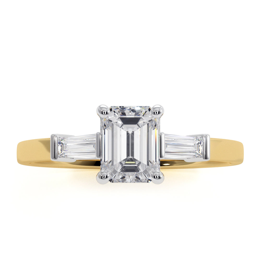 Genevieve GIA Emerald Cut Diamond Ring in 18K Gold 0.90ct G/VS2
