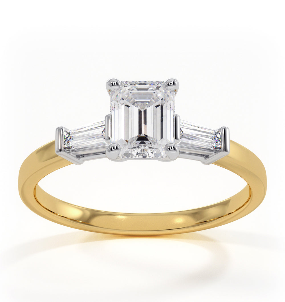 Genevieve GIA Emerald Cut Diamond Ring in 18K Gold 0.90ct G/VS2