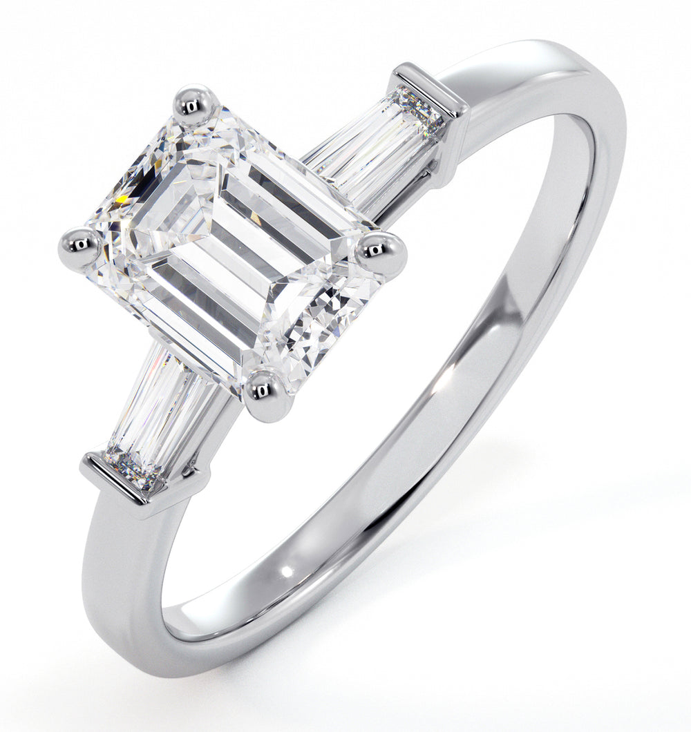 Genevieve GIA Emerald Cut Diamond Ring in Platinum 1.25ct G/VS1