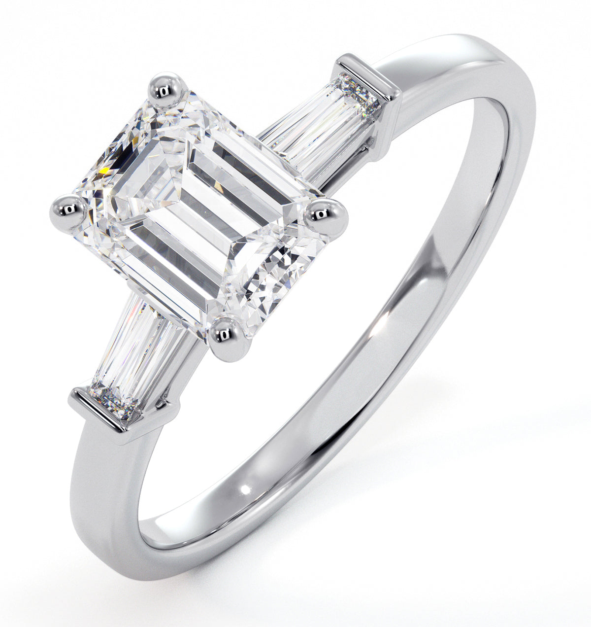 Genevieve GIA Emerald Cut Diamond Ring in Platinum 1.25ct G/VS1