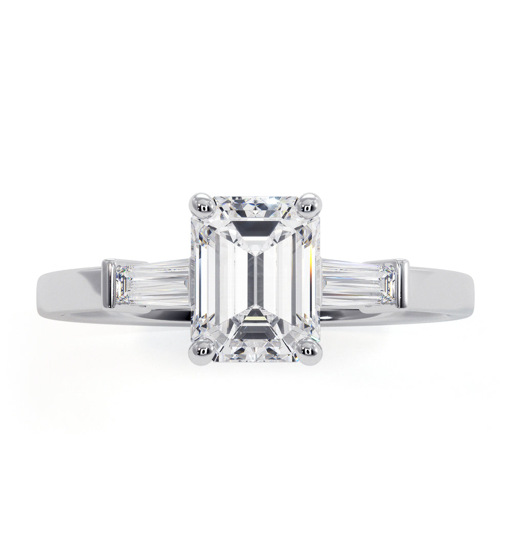Genevieve GIA Emerald Cut Diamond Ring in Platinum 1.25ct G/VS1