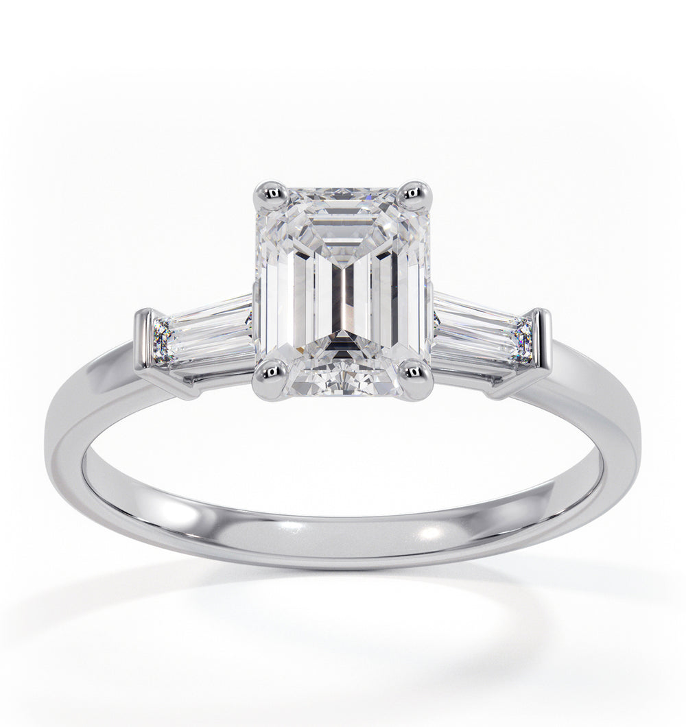 Genevieve GIA Emerald Cut Diamond Ring in Platinum 1.25ct G/VS2