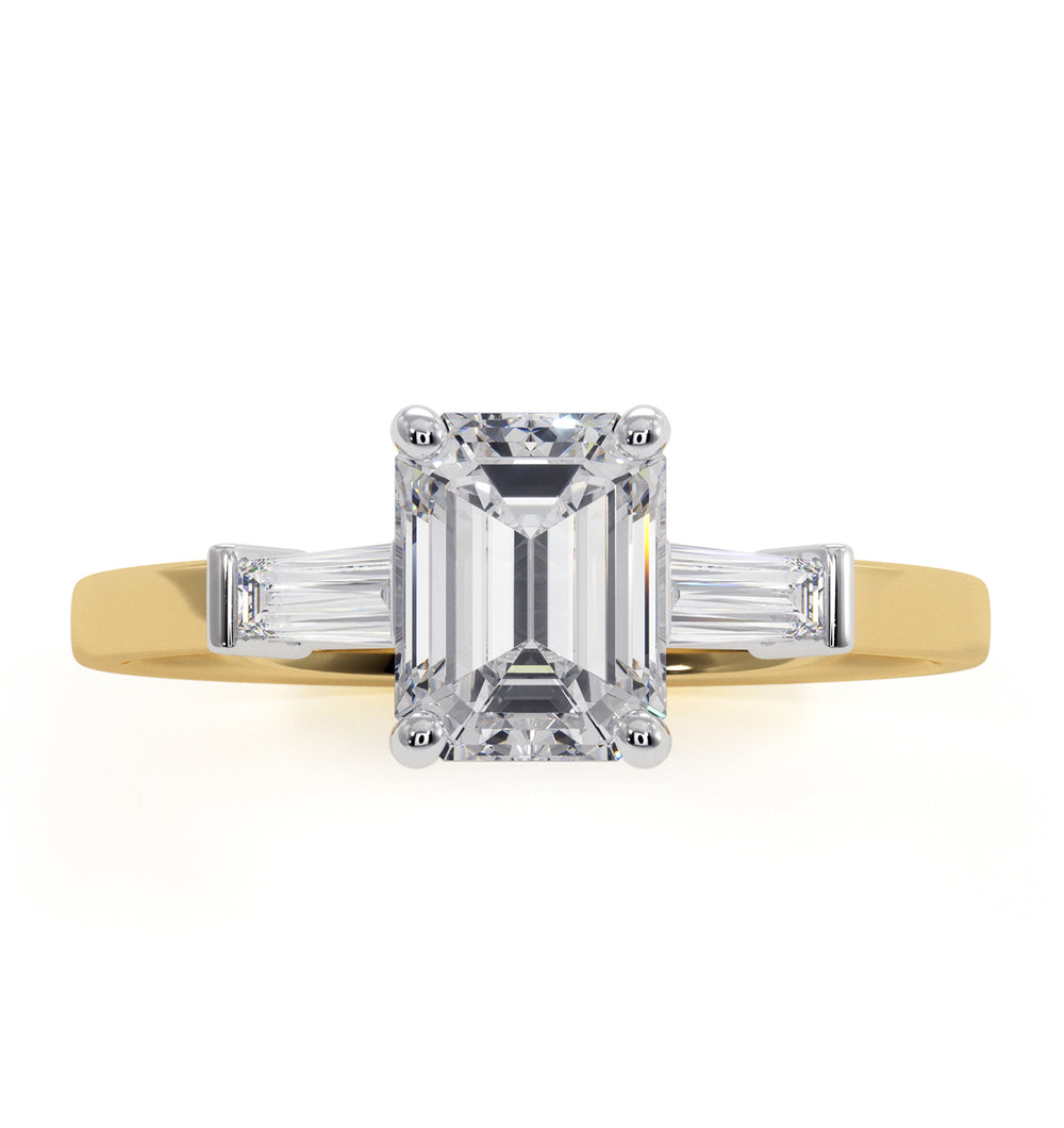Genevieve GIA Emerald Cut Diamond Ring in 18K Gold 1.25ct G/VS1