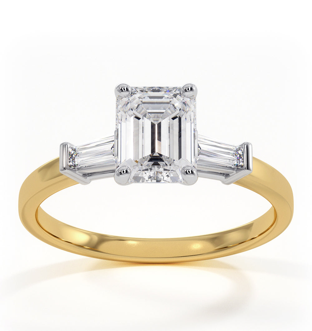 Genevieve GIA Emerald Cut Diamond Ring in 18K Gold 1.25ct G/VS1
