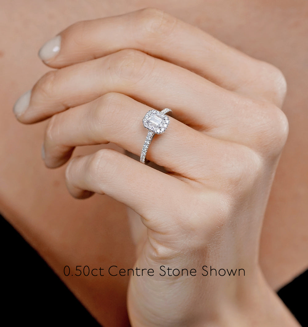 Annabelle GIA Diamond Halo Engagement Ring in Platinum 1.35ct G/VS1
