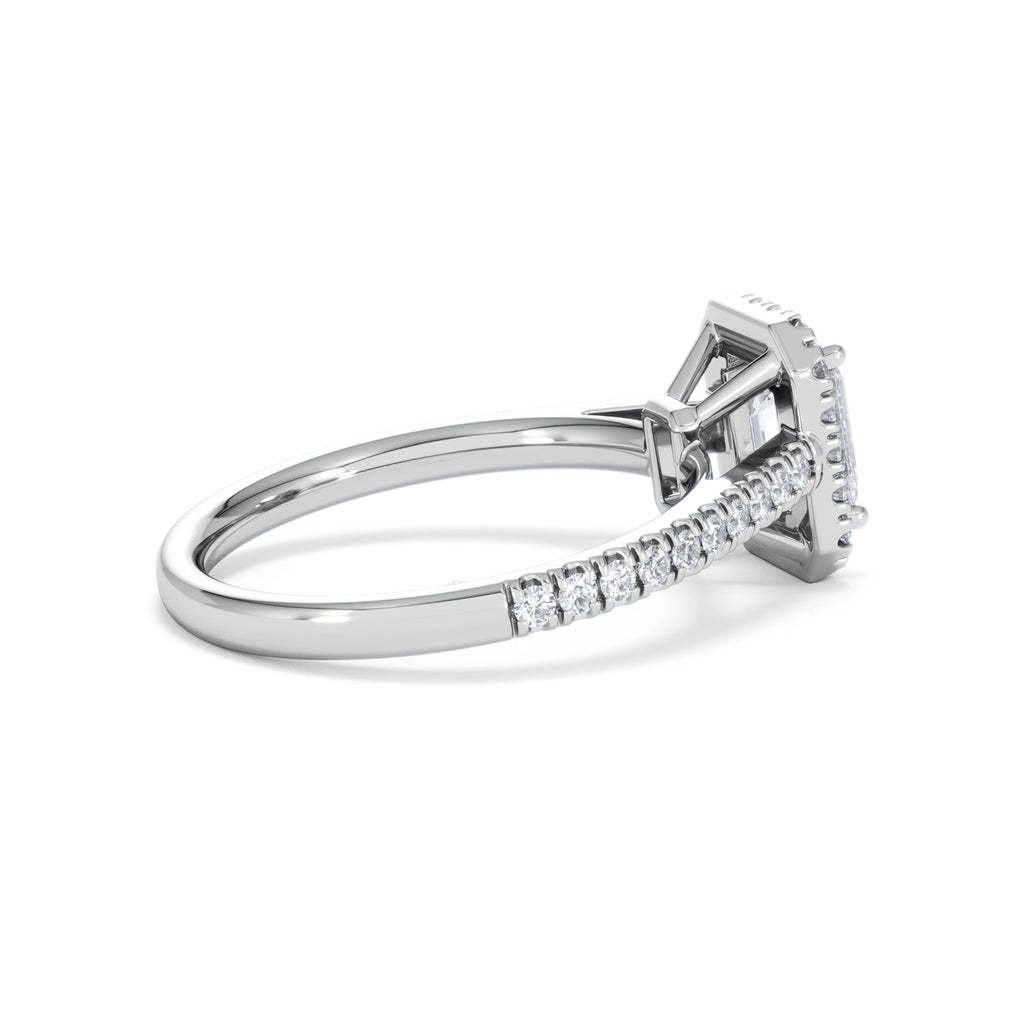 Annabelle Lab Diamond Halo Engagement Ring 18K White Gold 1.65ct F/VS1