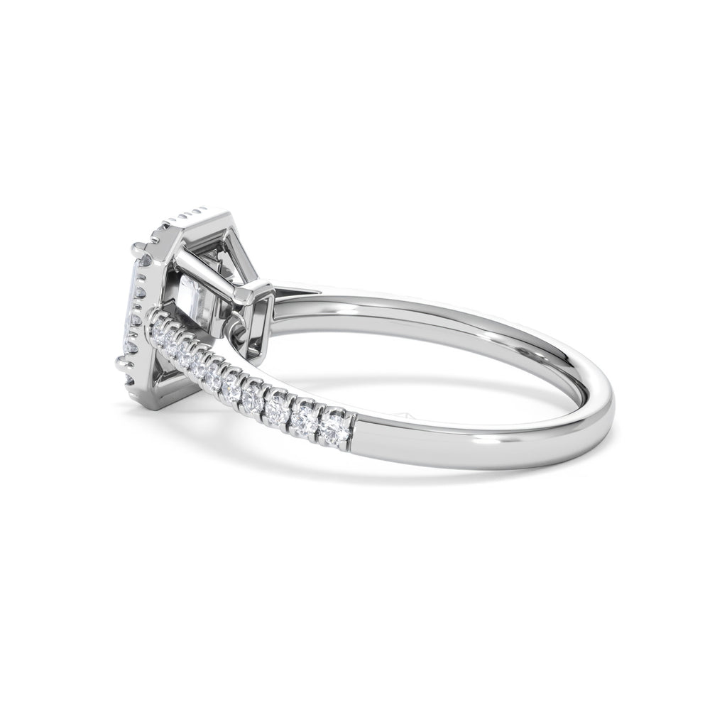 Annabelle Lab Diamond Halo Engagement Ring 18K White Gold 1.65ct F/VS1