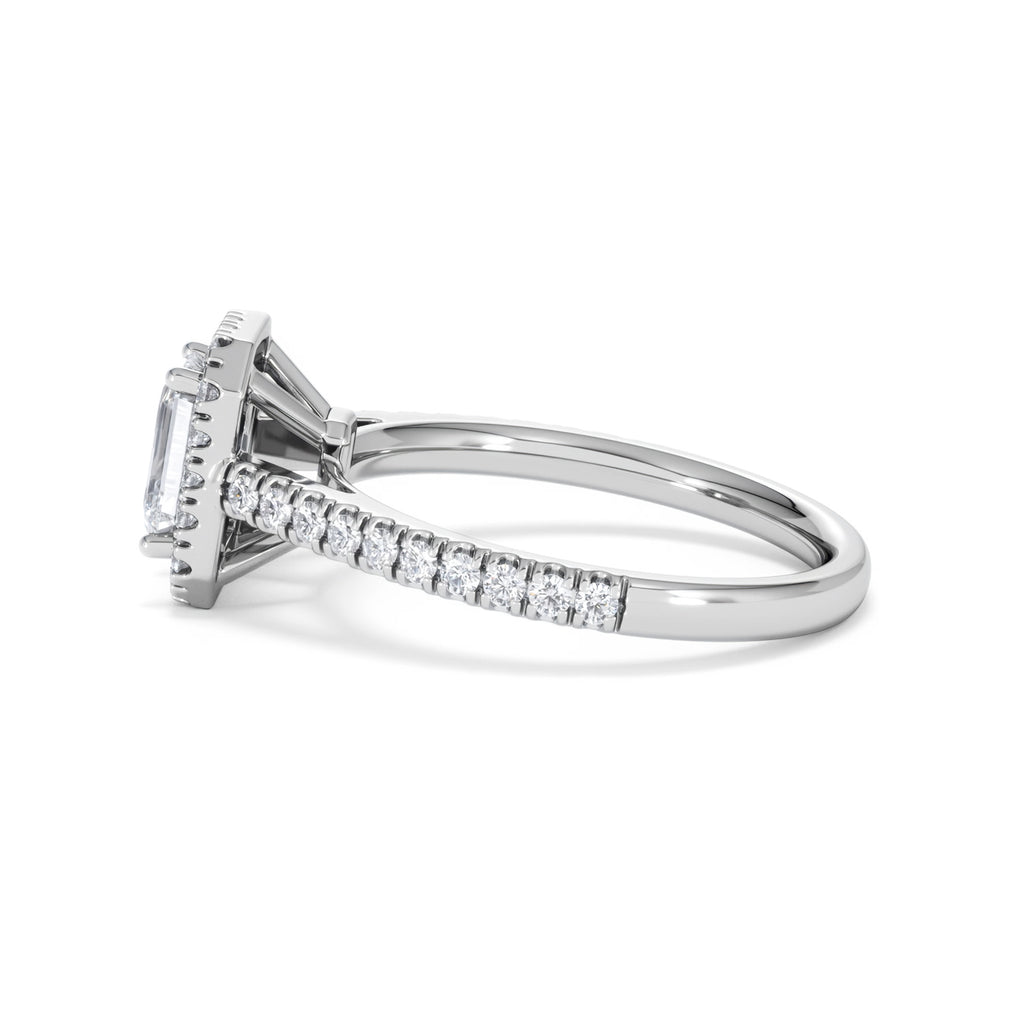 Annabelle Lab Diamond Halo Engagement Ring 18K White Gold 1.65ct F/VS1