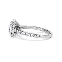 Annabelle Lab Diamond Halo Engagement Ring 18K White Gold 1.65ct F/VS1
