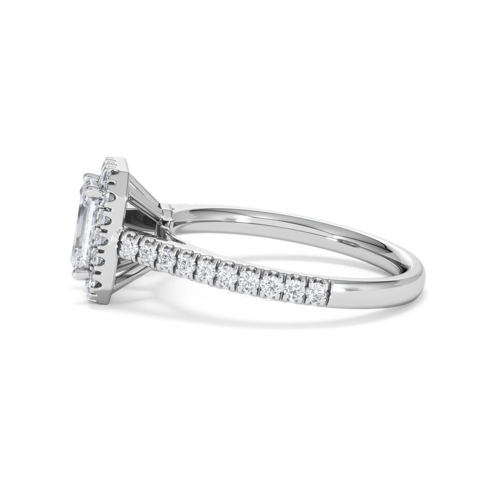 Annabelle Lab Diamond Halo Engagement Ring 18K White Gold 1.65ct F/VS1