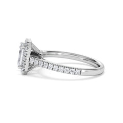 Annabelle Lab Diamond Halo Engagement Ring 18K White Gold 1.65ct F/VS1