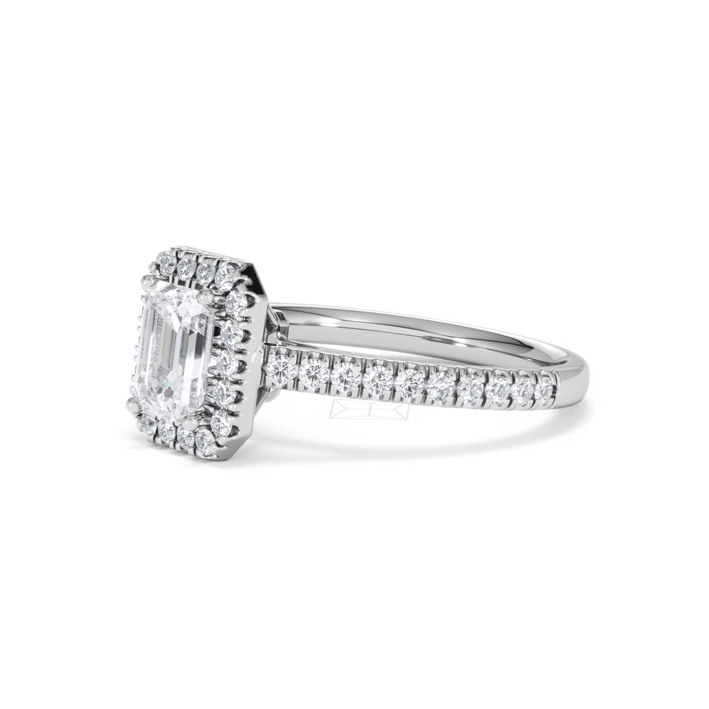 Annabelle Lab Diamond Halo Engagement Ring 18K White Gold 1.65ct F/VS1