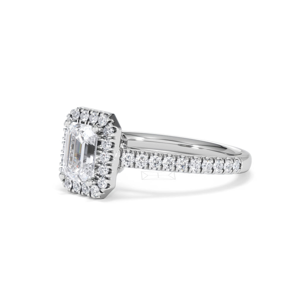 Annabelle Lab Diamond Halo Engagement Ring 18K White Gold 1.65ct F/VS1