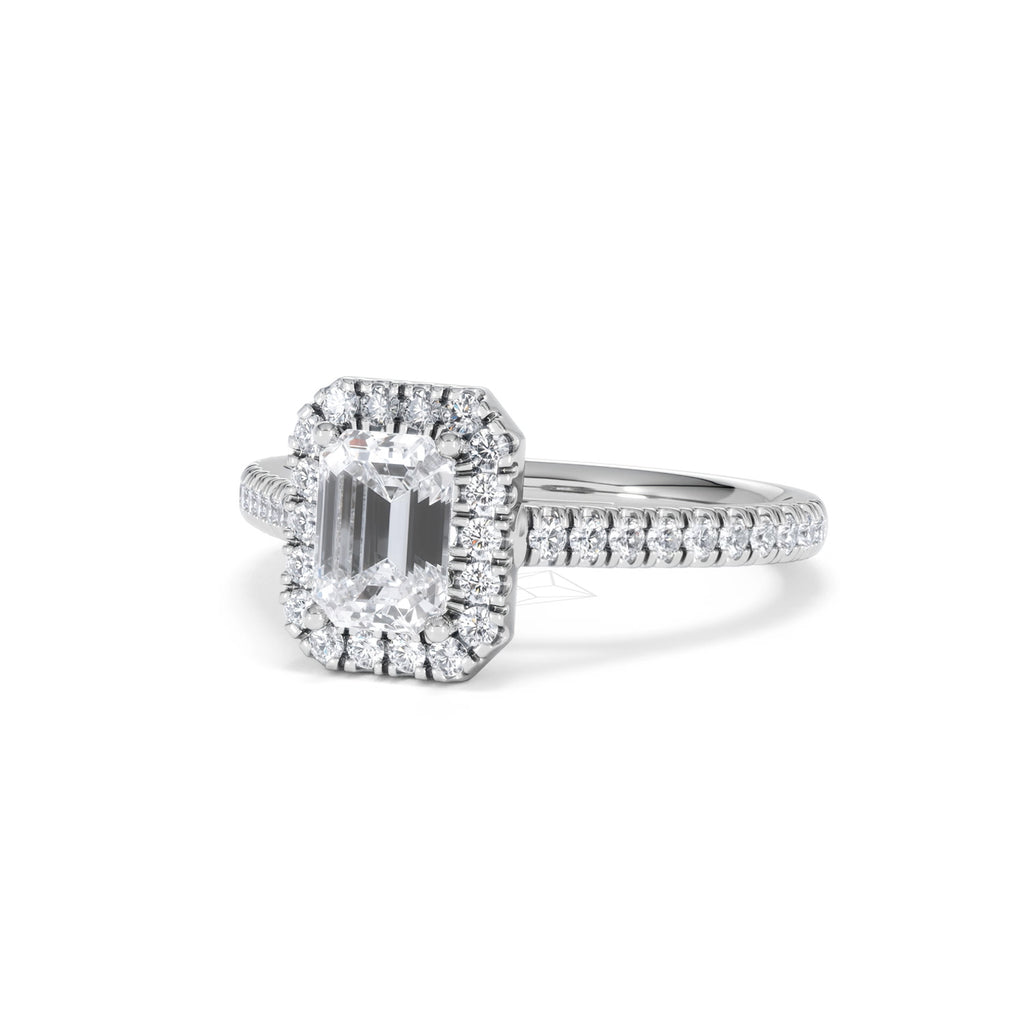 Annabelle Lab Diamond Halo Engagement Ring 18K White Gold 1.65ct F/VS1