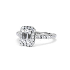 Annabelle Lab Diamond Halo Engagement Ring 18K White Gold 1.65ct F/VS1
