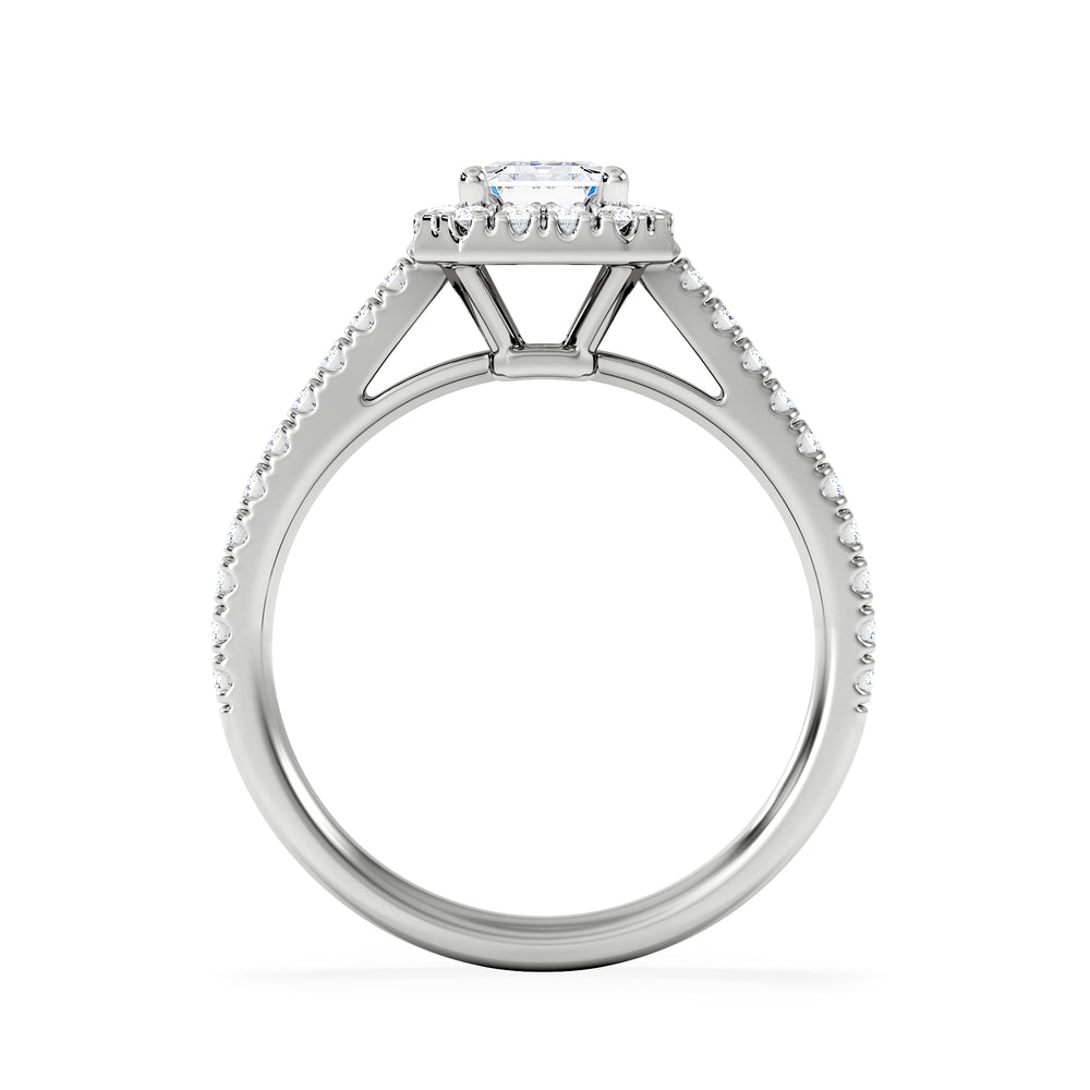Annabelle Lab Diamond Halo Engagement Ring 18K White Gold 1.65ct F/VS1