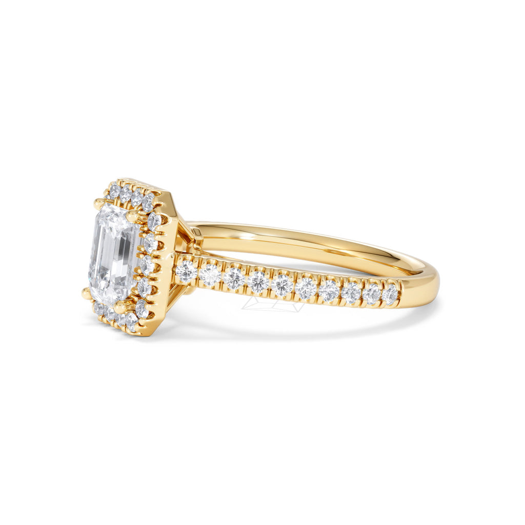 Annabelle Lab Diamond Halo Engagement Ring in 18K Gold 1.65ct F/VS1