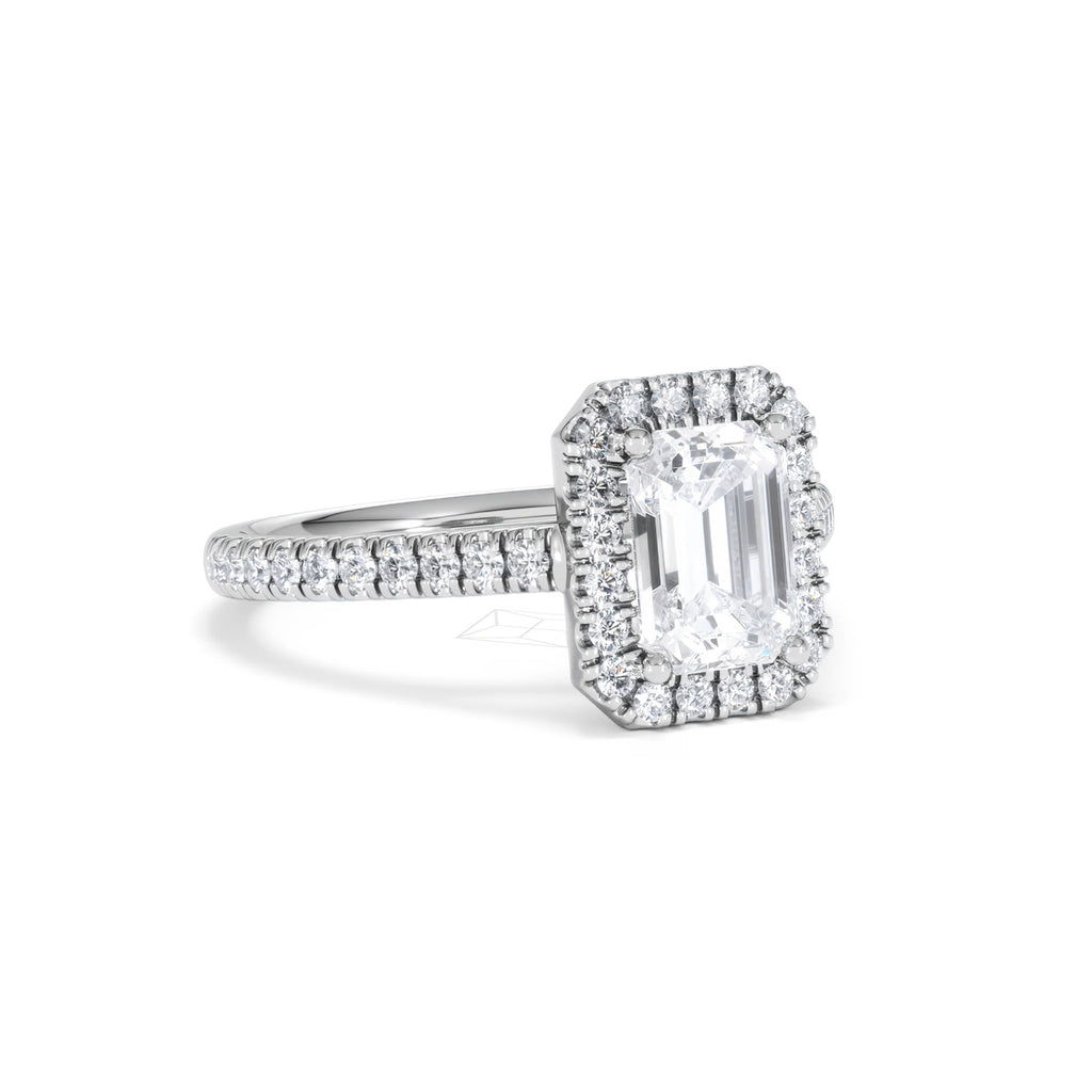 Annabelle Lab Diamond Halo Engagement Ring 18K White Gold 2.15ct F/VS1