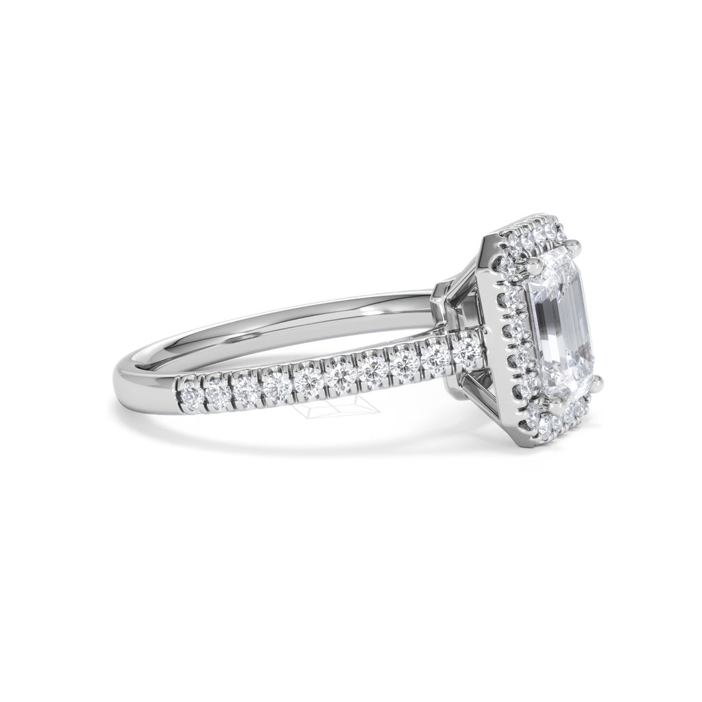 Annabelle Lab Diamond Halo Engagement Ring 18K White Gold 2.15ct F/VS1