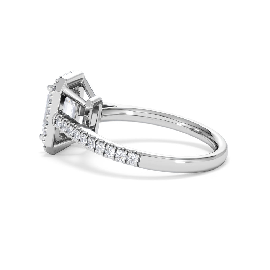 Annabelle Lab Diamond Halo Engagement Ring 18K White Gold 2.15ct F/VS1