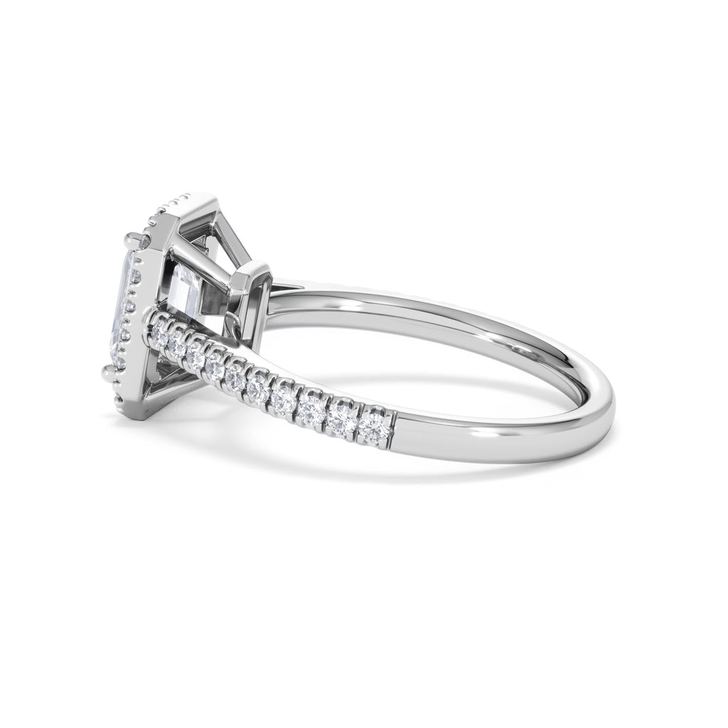 Annabelle Lab Diamond Halo Engagement Ring 18K White Gold 2.15ct F/VS1