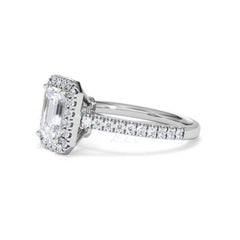 Annabelle Lab Diamond Halo Engagement Ring 18K White Gold 2.15ct F/VS1